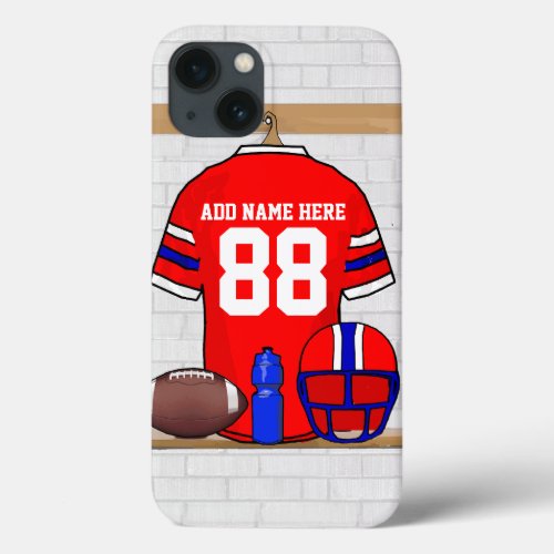 Personalized Red White Blue Football Jersey iPhone 13 Case