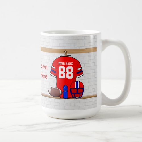 Personalized Red White Blue Football Jersey Coffee Mug