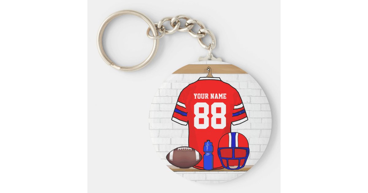 Personalized Red White Blue Football Jersey Keychain Zazzle