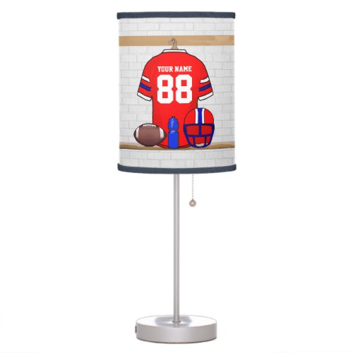 Personalized Red White Blue Football Jersey Table Lamp
