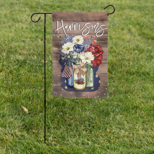 Personalized Red White  Blue Garden Flag