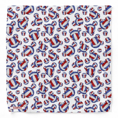 Personalized red white blue girls volleyball bandana