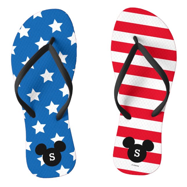 Personalized Red, White & Blue Mickey Flip Flops (Footbed)