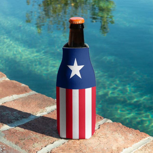 Personalized Red White Blue Striped Stars Patriot  Bottle Cooler (In Situ Pool)