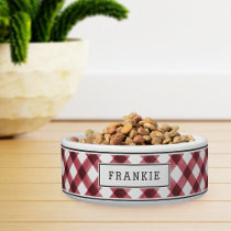 Personalized Red & White Buffalo Plaid Bowl