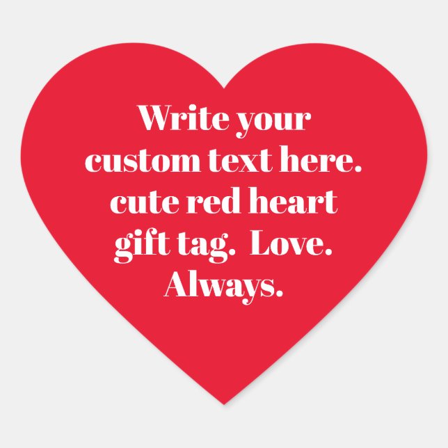 Personalized red & white custom text cute heart sticker (Front)