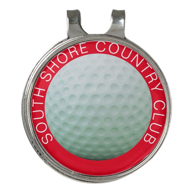 Personalized Red/White Golf Ball Marker Club Swag Golf Hat Clip (Front)