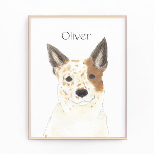 Personalized Red & White Heeler Cattledog Photo Print