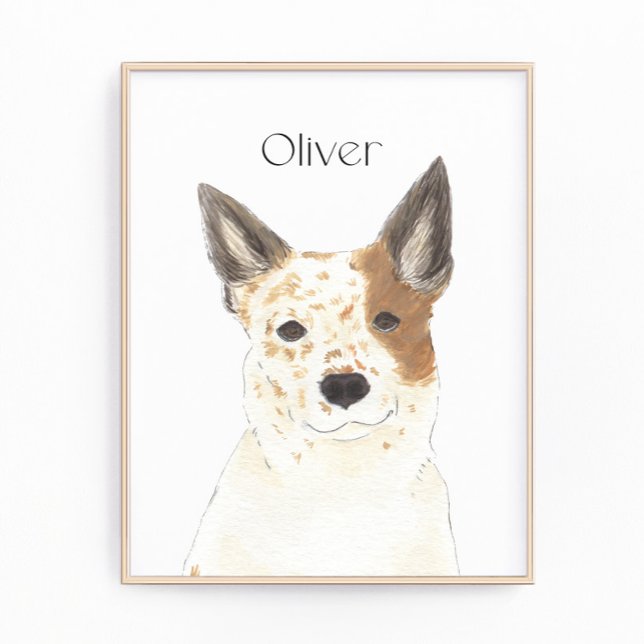 Personalized Red & White Heeler Cattledog Photo Print (Creator Uploaded)