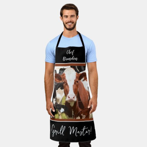 Personalized Red White Holstein Grill Master Apron