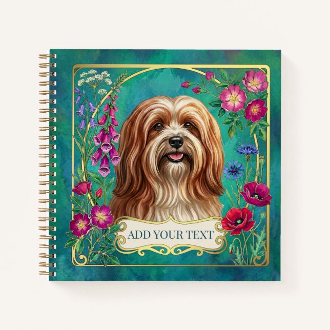 Personalized Red White Lhasa Apso Square Notebook (Front)