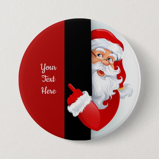 Personalized Red & White Santa Button (Front)