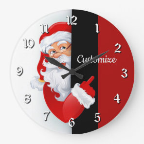 Personalized Red & White Santa Large Clock