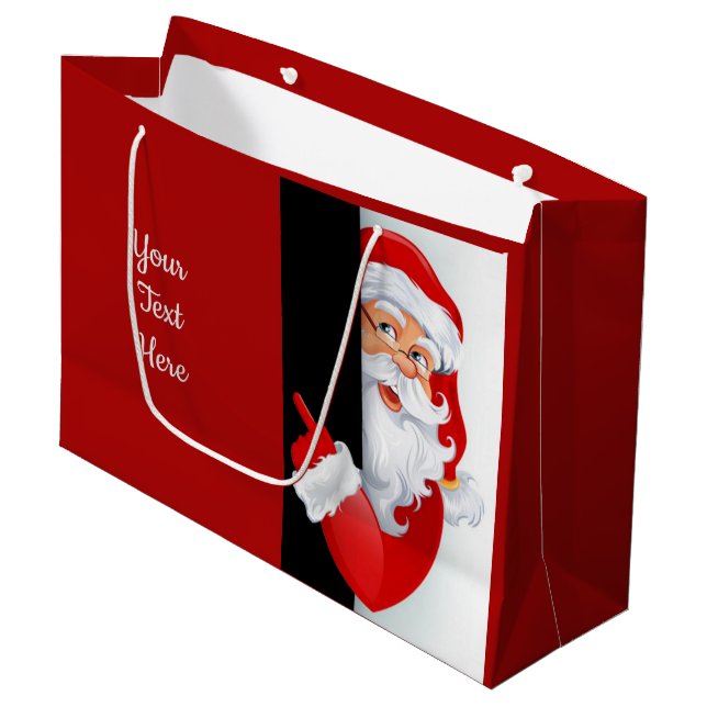 Personalized Red & White Santa Large Gift Bag (Front Angled)