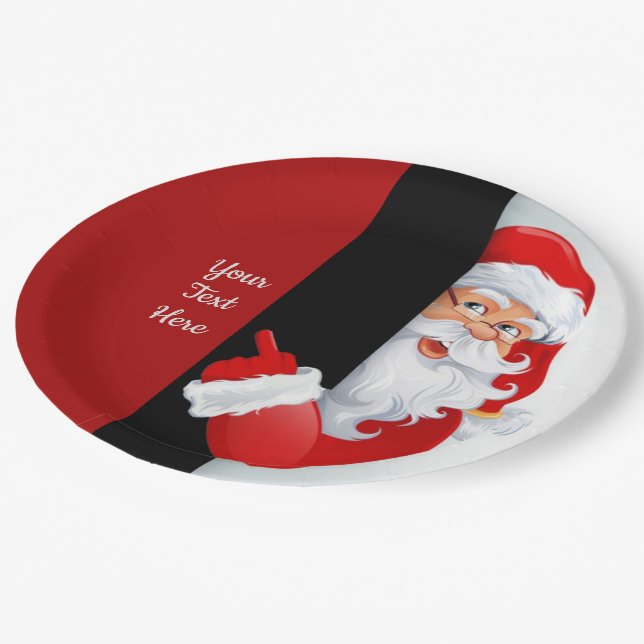 Personalized Red & White Santa Paper Plates (Angled)