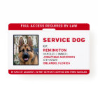 Personalized Red White Service Dog Photo ID Badge
