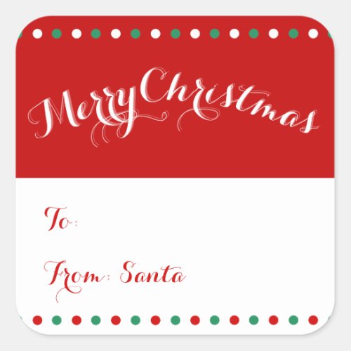 Personalized Red White Square Christmas Gift Tags