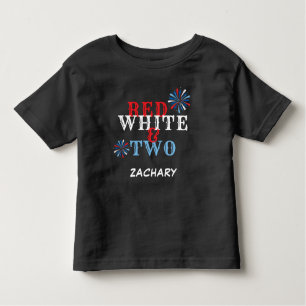 Personalized Red White & Two 2nd Birthday Toddler T-shirt