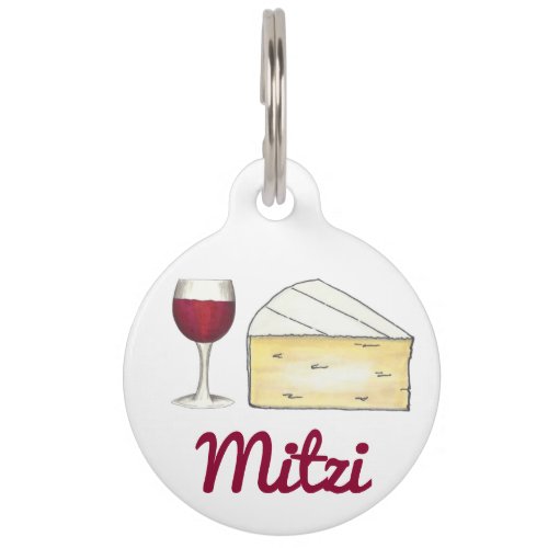 Personalized Red Wine Brie Cheese Food Pet Dog Tag
