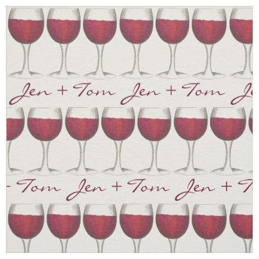 Personalized Red Wine Glasses Wedding Engagement Fabric