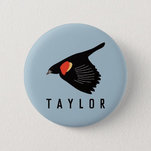 Personalized Red_Winged Blackbird in Flight Button