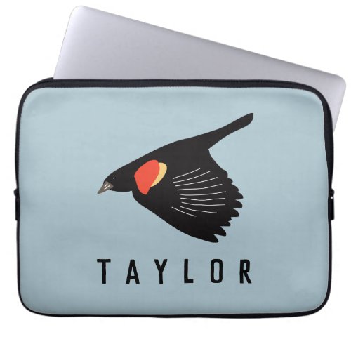 Personalized Red_Winged Blackbird in Flight Laptop Sleeve