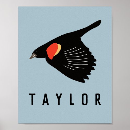 Personalized Red_Winged Blackbird in Flight Poster