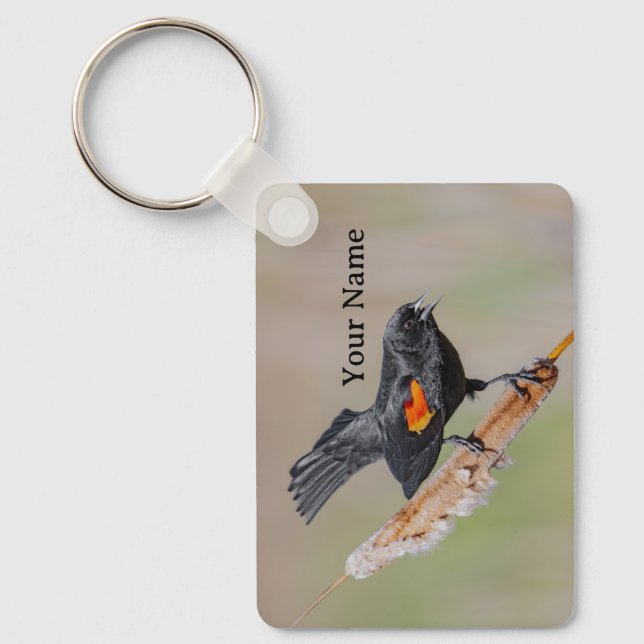 Personalized Red-Winged Blackbird Keychain (Front)
