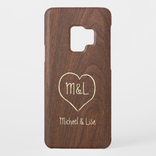 Personalized Red Wood Texture with Heart Case_Mate Samsung Galaxy S9 Case