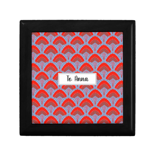 Personalized Red Wooden Jewelry Keepsake Box (Front)