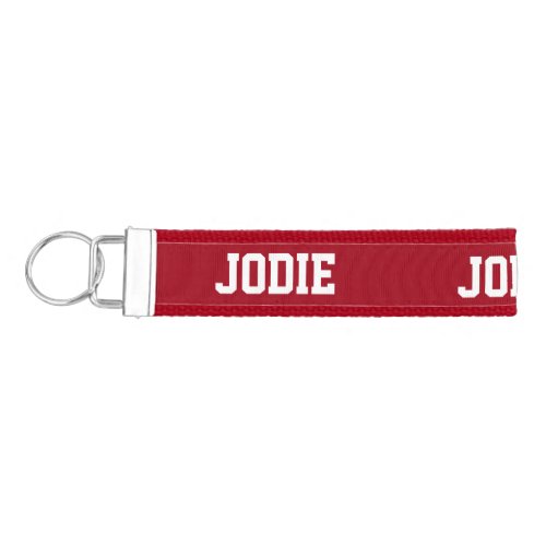 Personalized red wrist keychain