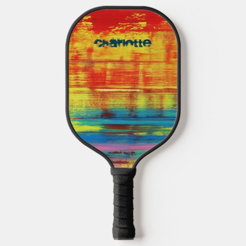 Personalized Red Yellow Art Abstract Pickleball Paddle