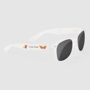 Personalized Red Yellow Daisy Motif Sunglasses