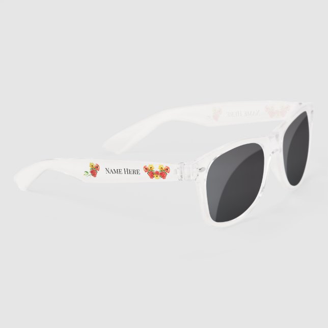 Personalized  Red Yellow Daisy Motif Sunglasses (Right)