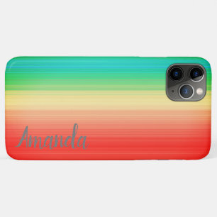 Personalized Red Yellow Green Blue Stripes iPhone 11 Pro Max Case