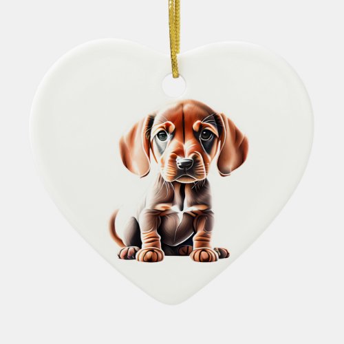 Personalized Redbone Coonhound Puppy Ceramic Ornament