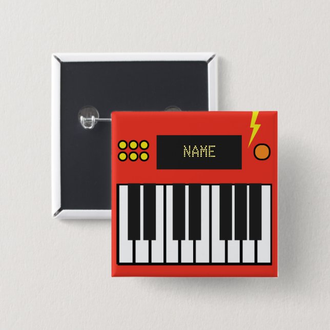 Personalized Reddish Orange Keyboard Music Button (Front & Back)