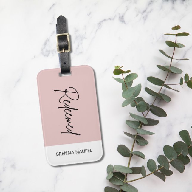 Personalized Redeemed Blush Pink Christian Faith  Luggage Tag (Creator Uploaded)