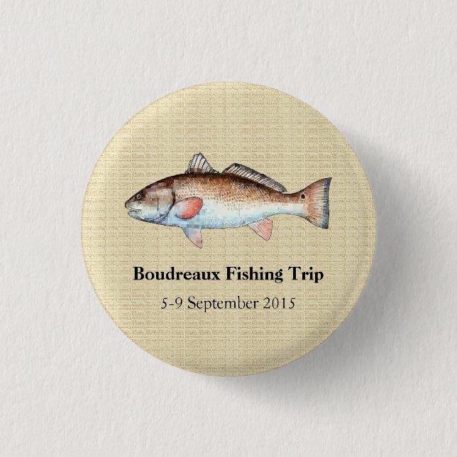 Personalized Redfish Fishing Event Pinback Button (Front)
