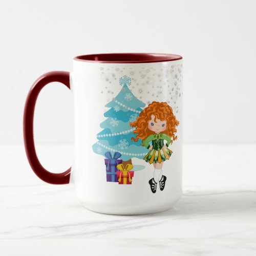 Personalized Redhead Irish Dancer Winter Christmas Mug