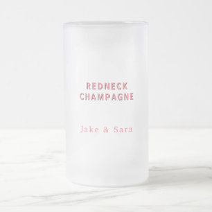 Personalized Redneck Champagne Pink Frosted Glass Beer Mug