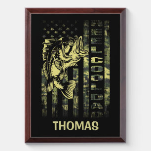 Personalized Reel Cool Dad Camouflage Flag Fishing Award Plaque