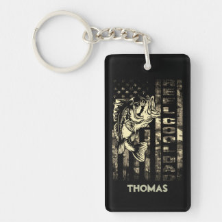 Personalized Reel Cool Dad Camouflage Flag Fishing Keychain