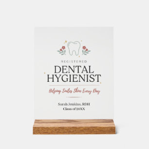 Personalized Registered Dental Hygienist Floral Acrylic Sign