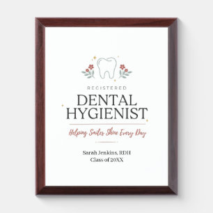 Personalized Registered Dental Hygienist Floral Award Plaque