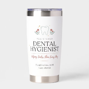 Personalized Registered Dental Hygienist Floral Insulated Tumbler