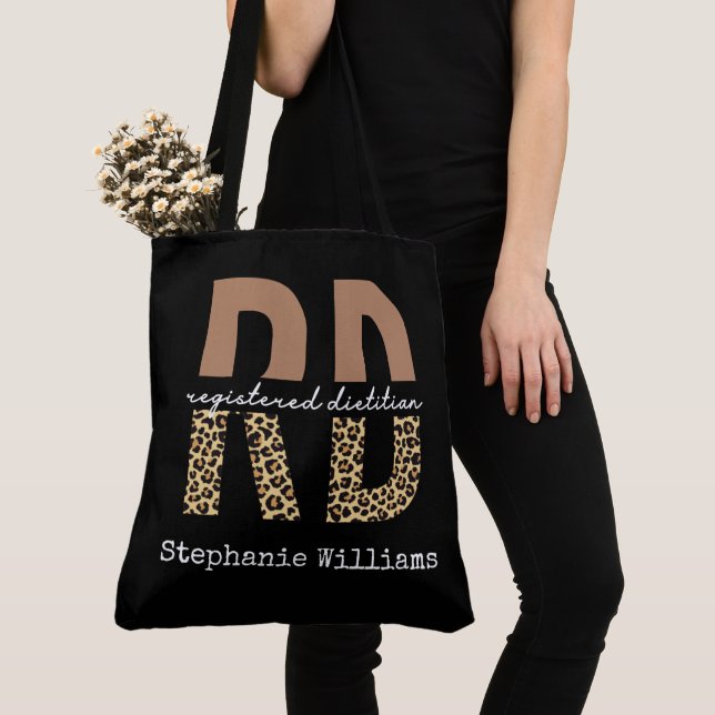 Personalized Registered Dietitian Cheetah print RD Tote Bag (Close Up)