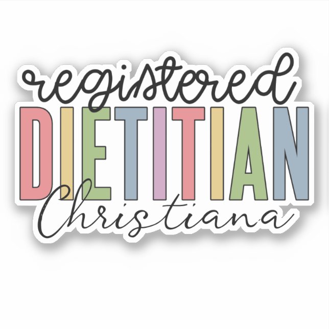 Personalized Registered Dietitian Multicolored RD Sticker (Front)