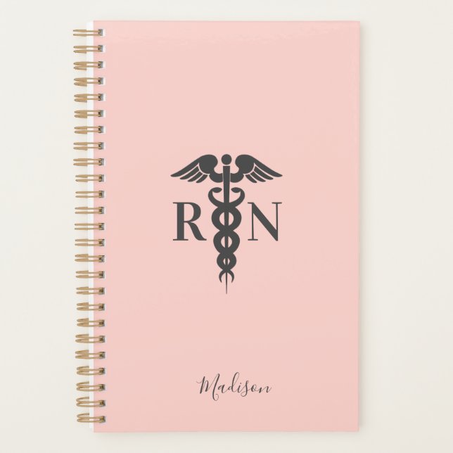  Personalized Registered Nurse Blush Pink Medical Planner (Front)