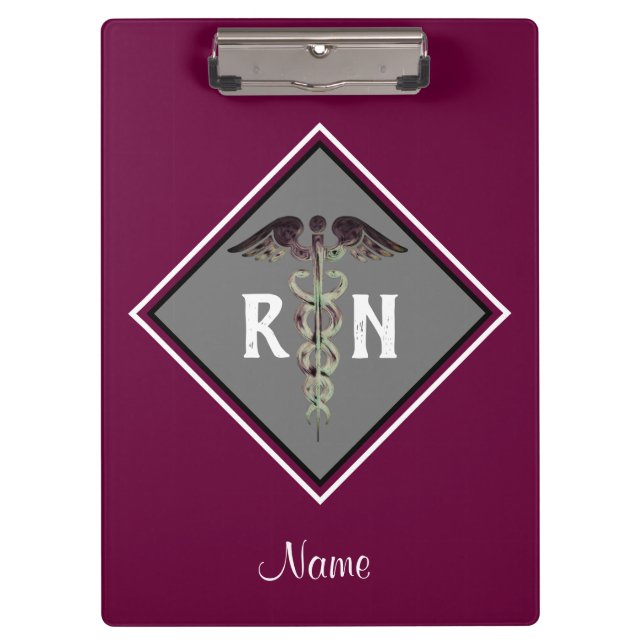 Personalized Registered Nurse RN Caduceus Clipboard (Front)